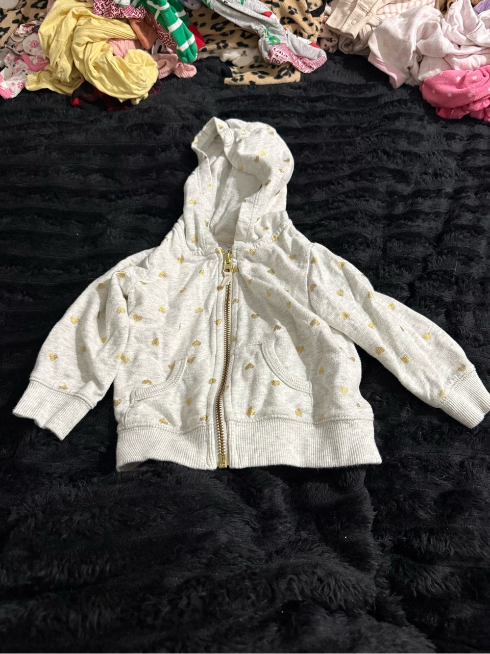 Carter's White Hooded Zip Sweatshirt with Gold Accent Details